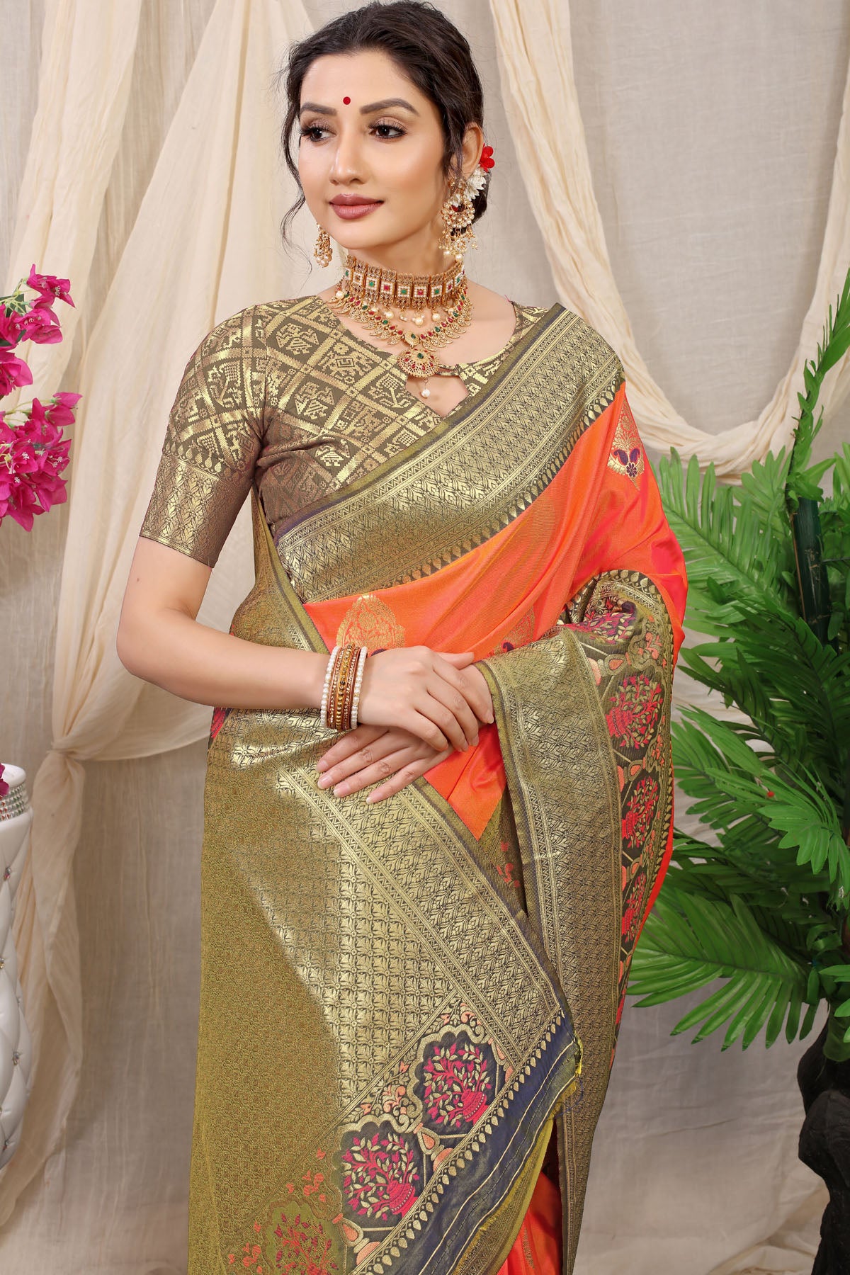 Jasmin Jacquard Pattern Kanchipuram Pure Silk Saree