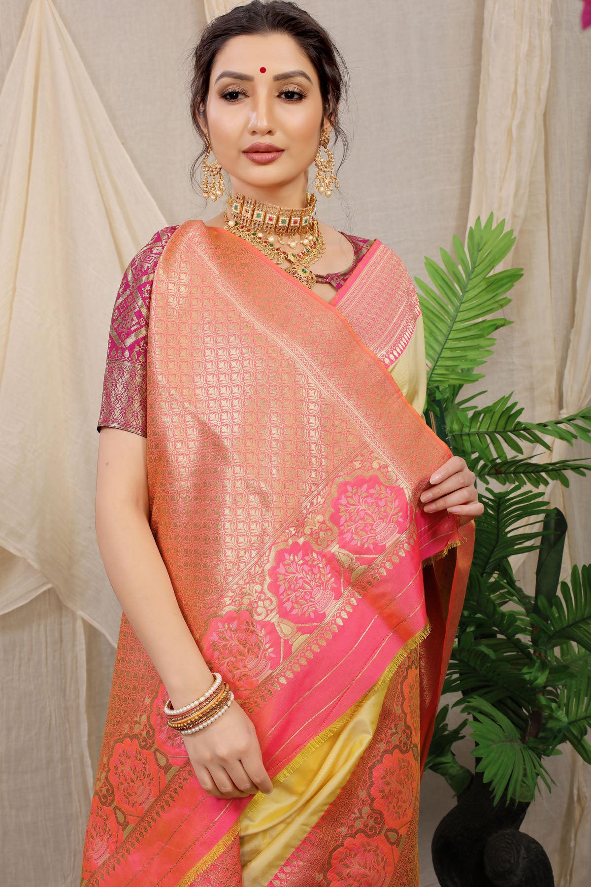 Jasmin Jacquard Pattern Kanchipuram Pure Silk Saree