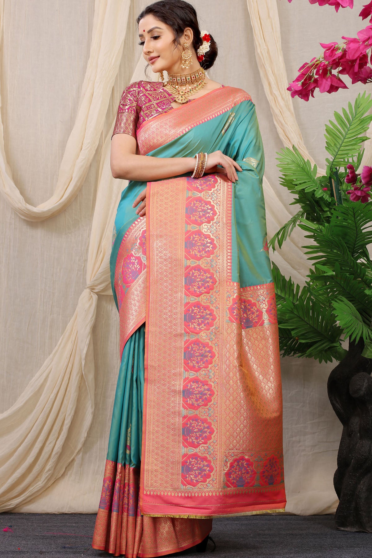 Jasmin Jacquard Pattern Kanchipuram Pure Silk Saree