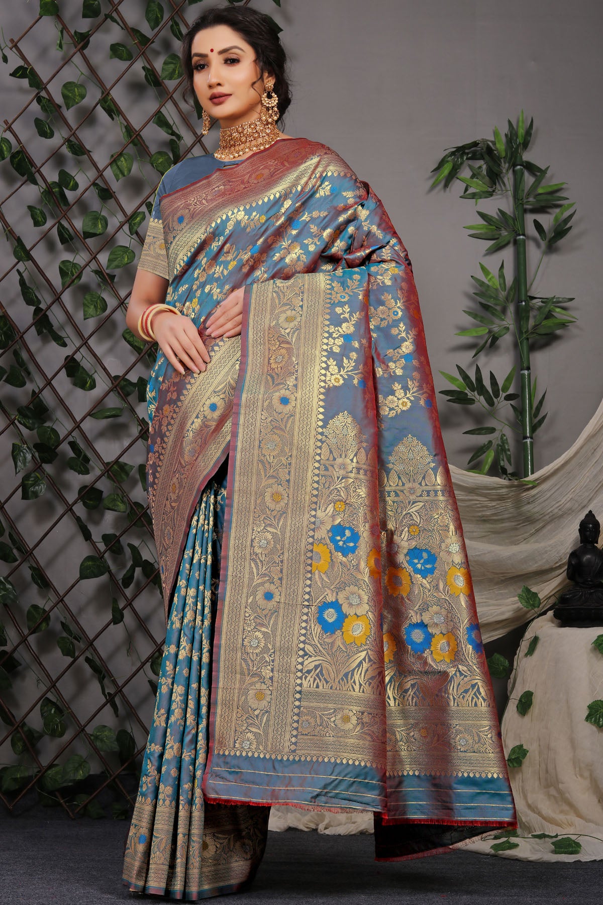 Sanaya Jacquard Pattern Kanchipuram Pure Silk Saree