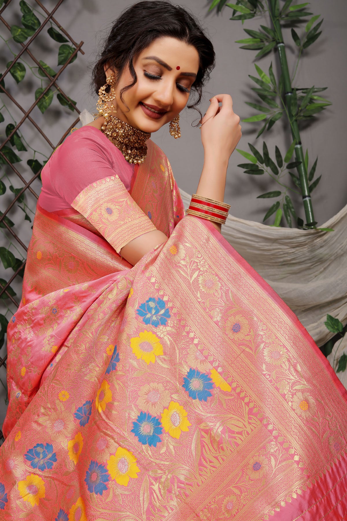 Sanaya Jacquard Pattern Kanchipuram Pure Silk Saree