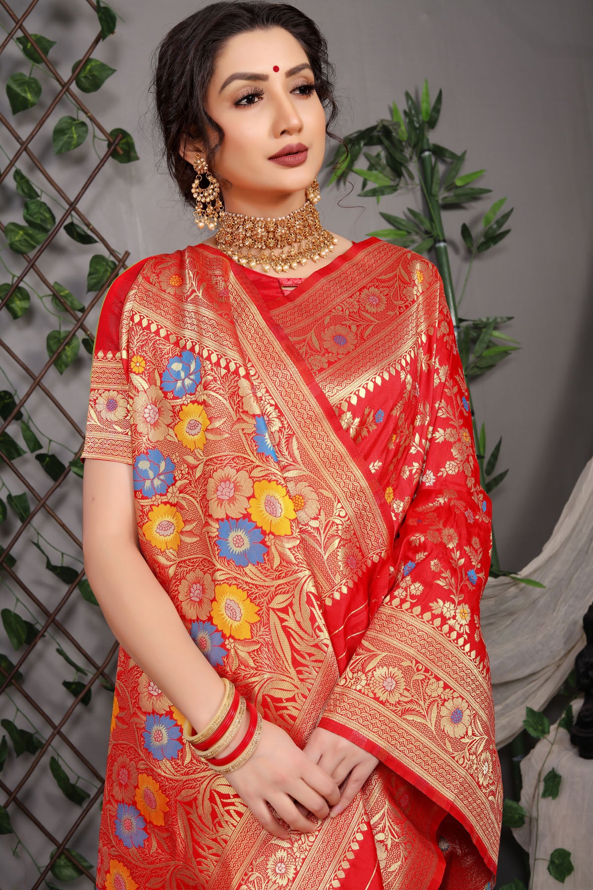 Sanaya Jacquard Pattern Kanchipuram Pure Silk Saree