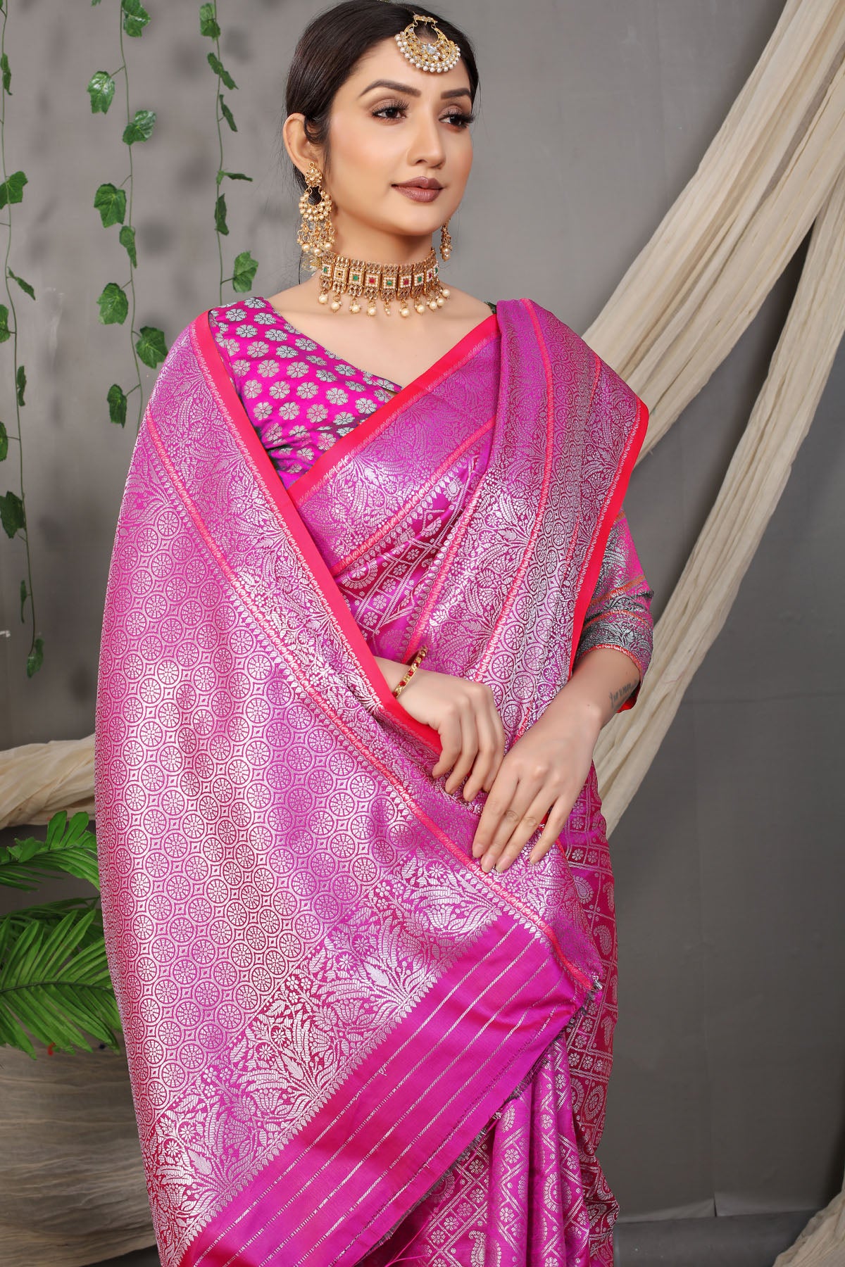 Rani Jacquard Pattern Kanchipuram Pure Silk Saree