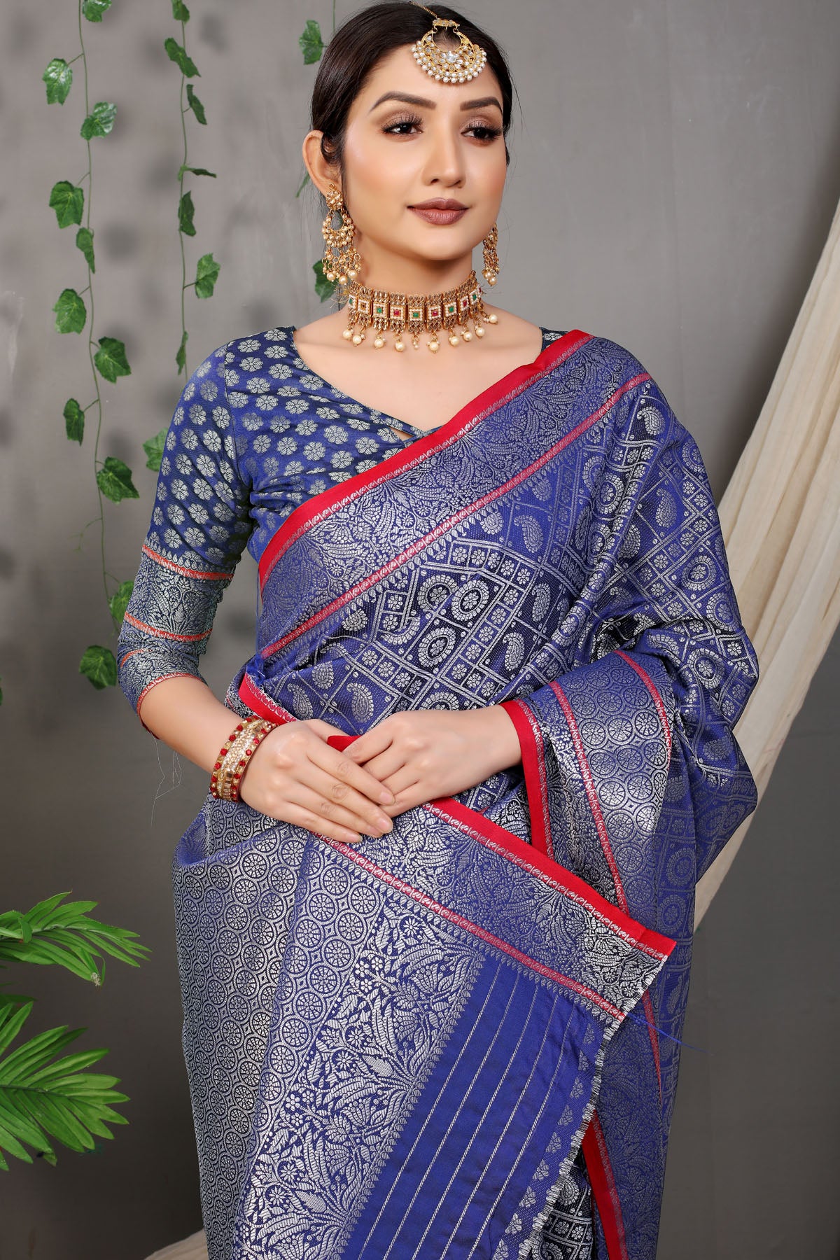 Rani Jacquard Pattern Kanchipuram Pure Silk Saree