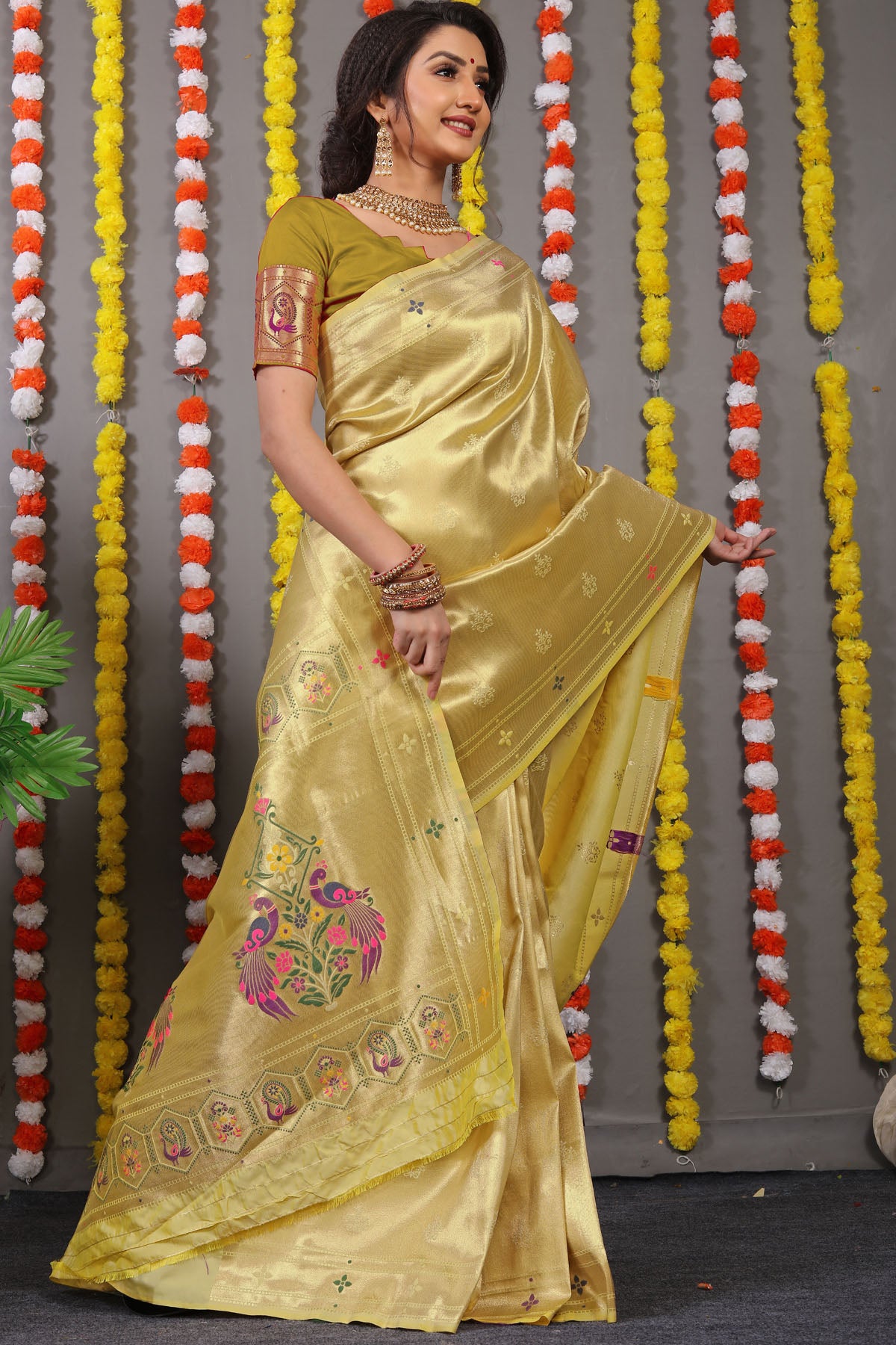 Carmine Pure Zari Jacquard Kanjivaram Silk Saree