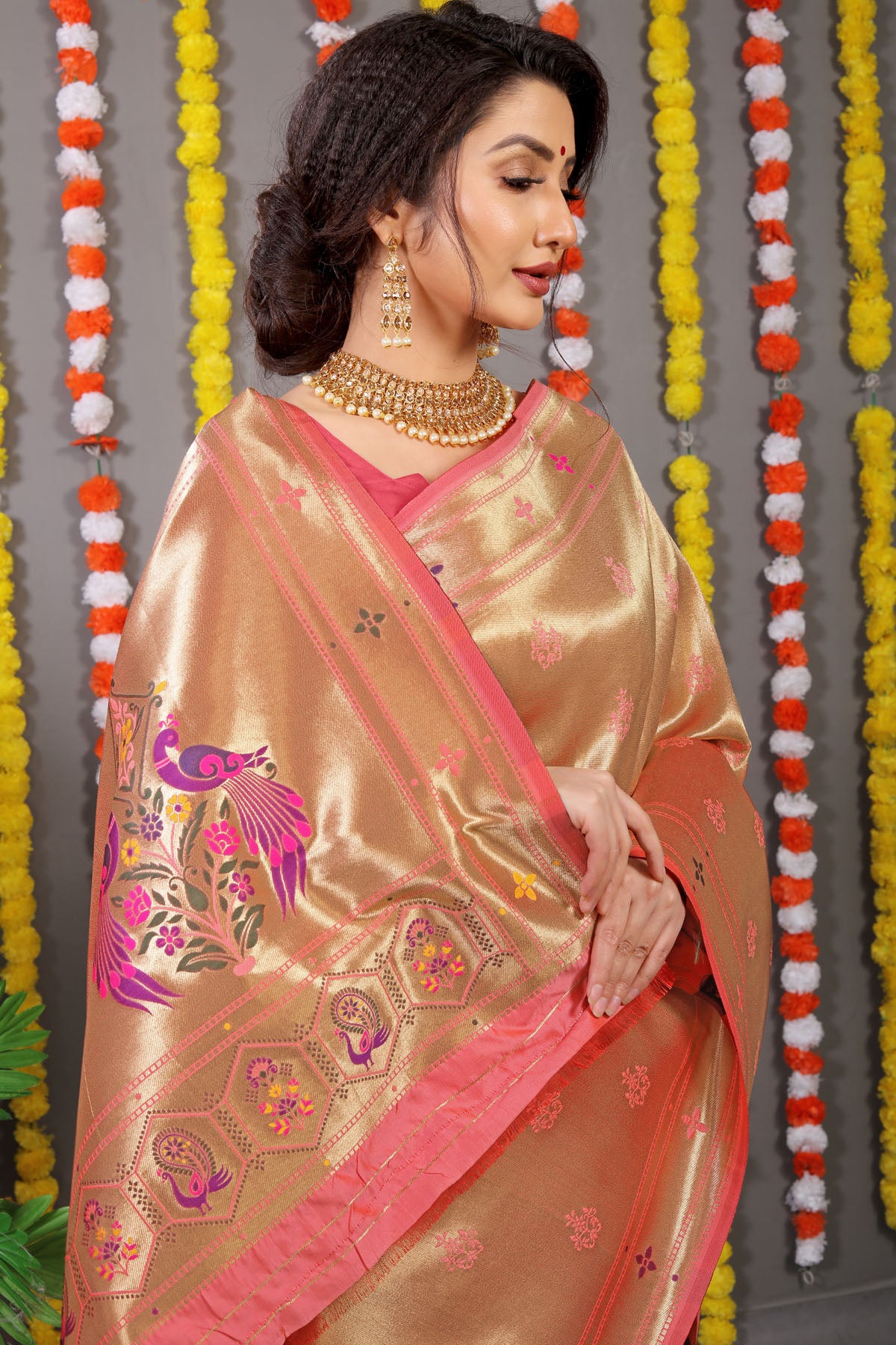 Carmine Pure Zari Jacquard Kanjivaram Silk Saree