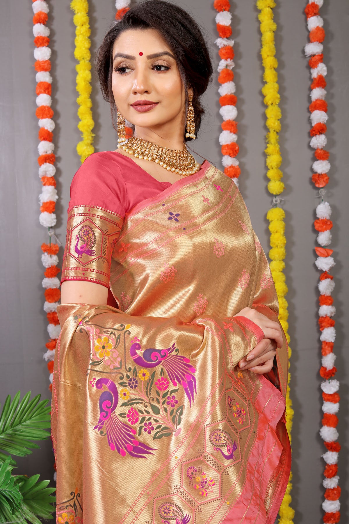 Carmine Pure Zari Jacquard Kanjivaram Silk Saree