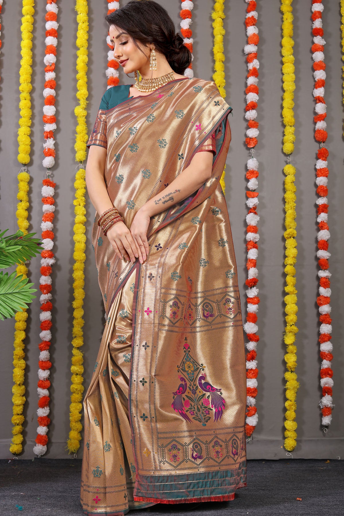 Carmine Pure Zari Jacquard Kanjivaram Silk Saree