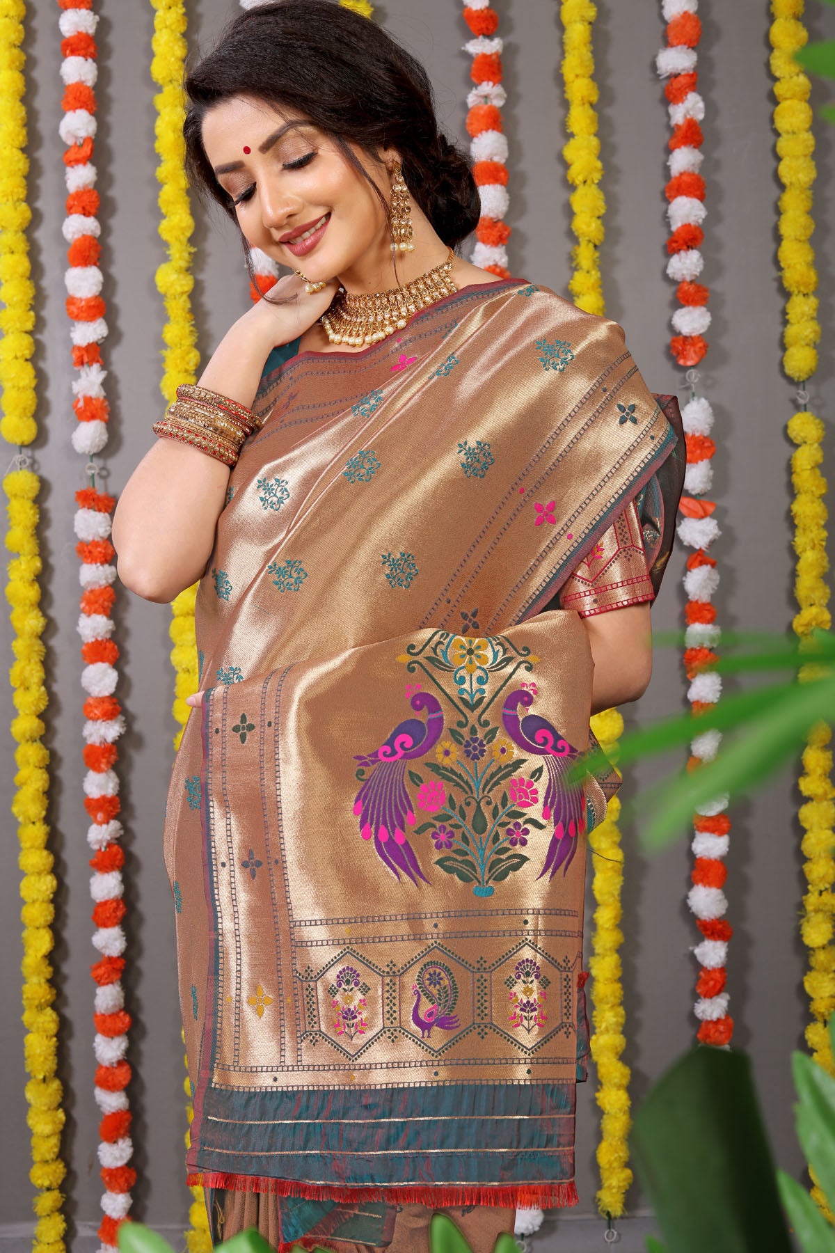 Carmine Pure Zari Jacquard Kanjivaram Silk Saree