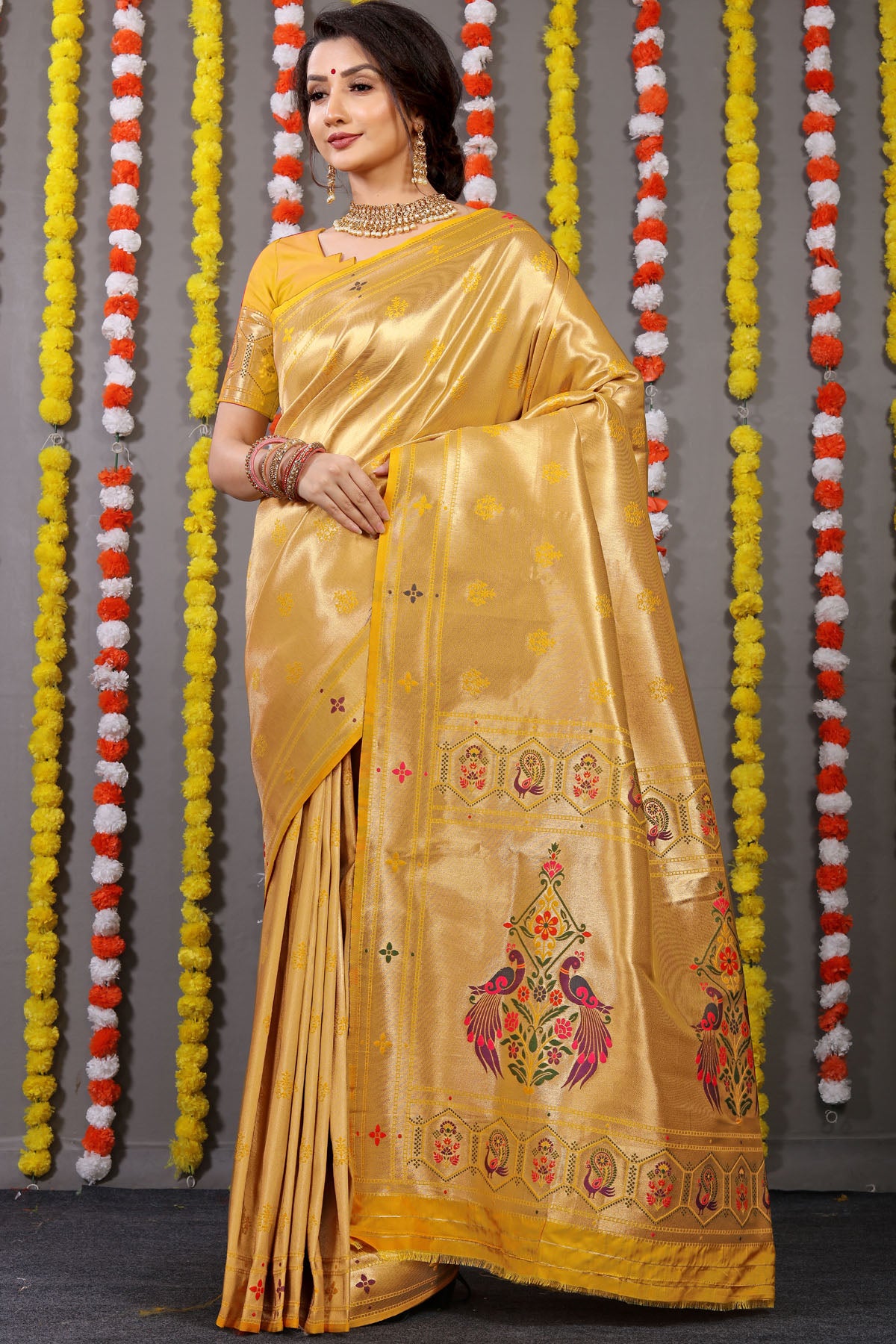 Carmine Pure Zari Jacquard Kanjivaram Silk Saree