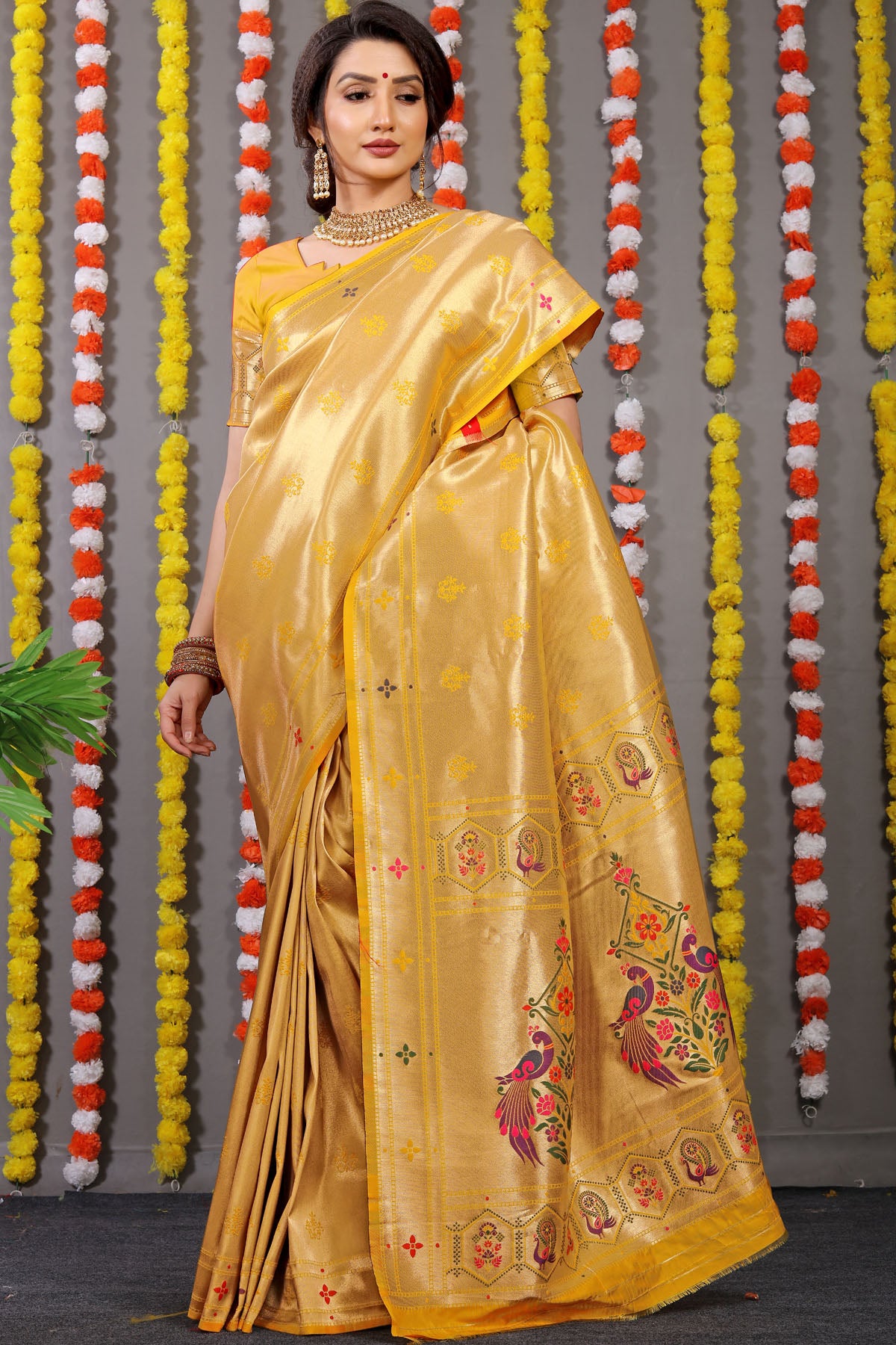 Carmine Pure Zari Jacquard Kanjivaram Silk Saree
