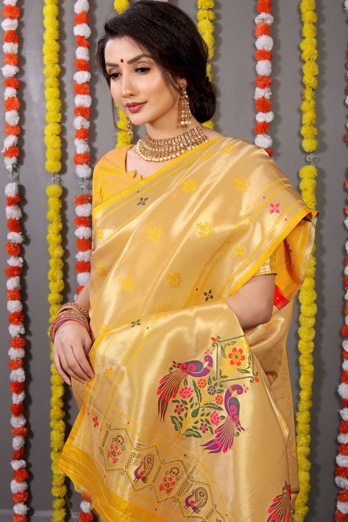 Carmine Pure Zari Jacquard Kanjivaram Silk Saree