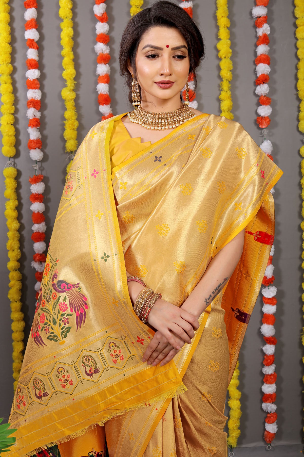 Carmine Pure Zari Jacquard Kanjivaram Silk Saree