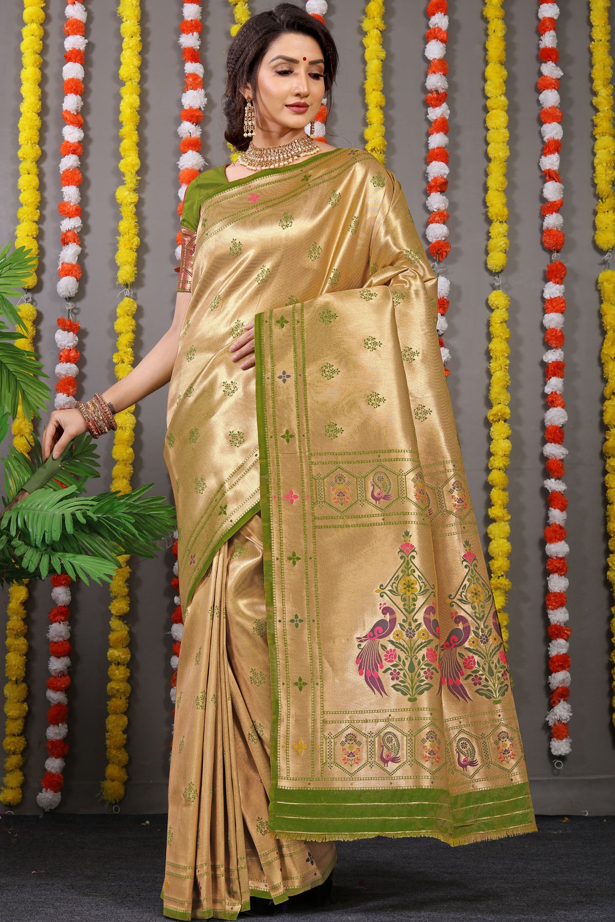Carmine Pure Zari Jacquard Kanjivaram Silk Saree