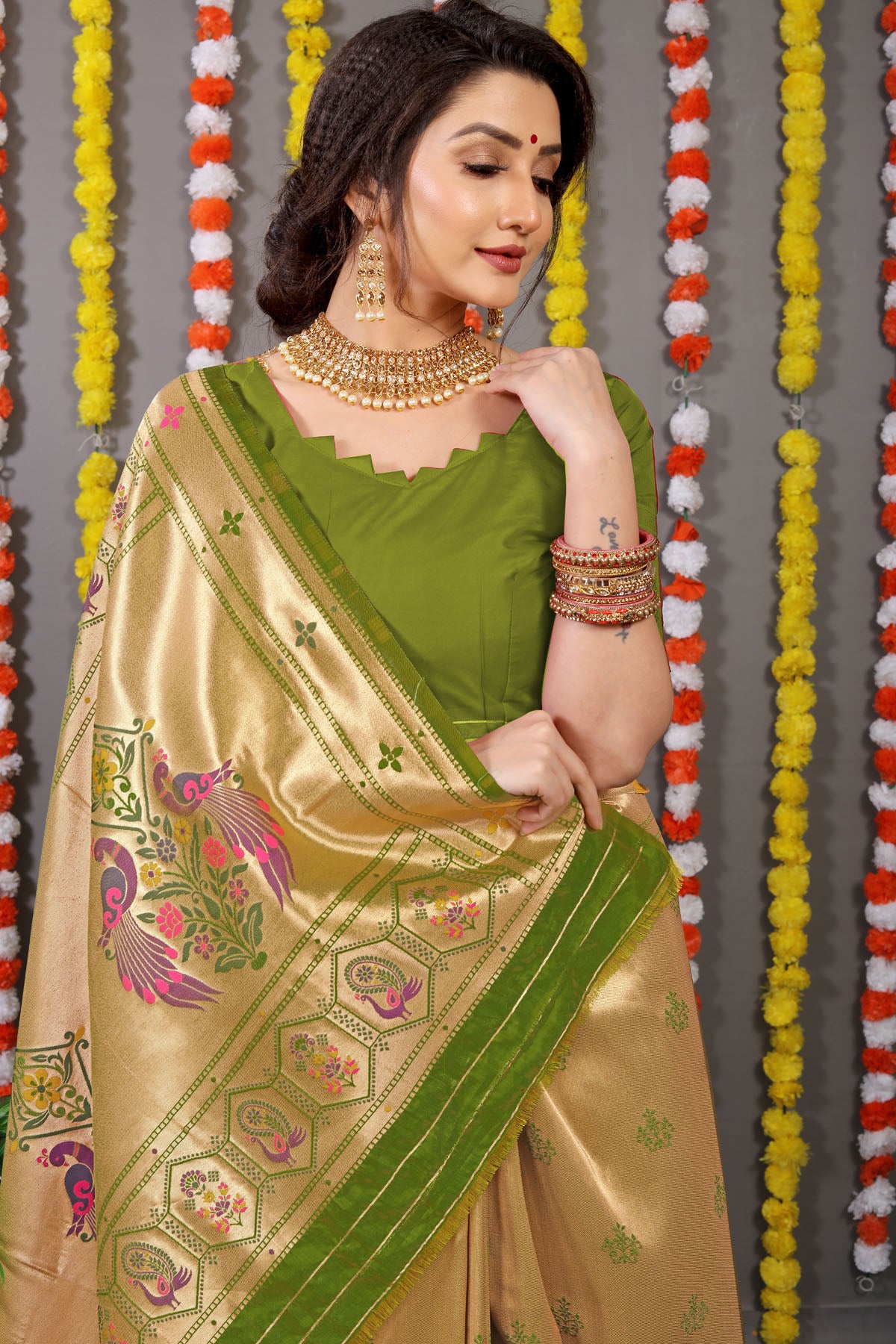 Carmine Pure Zari Jacquard Kanjivaram Silk Saree
