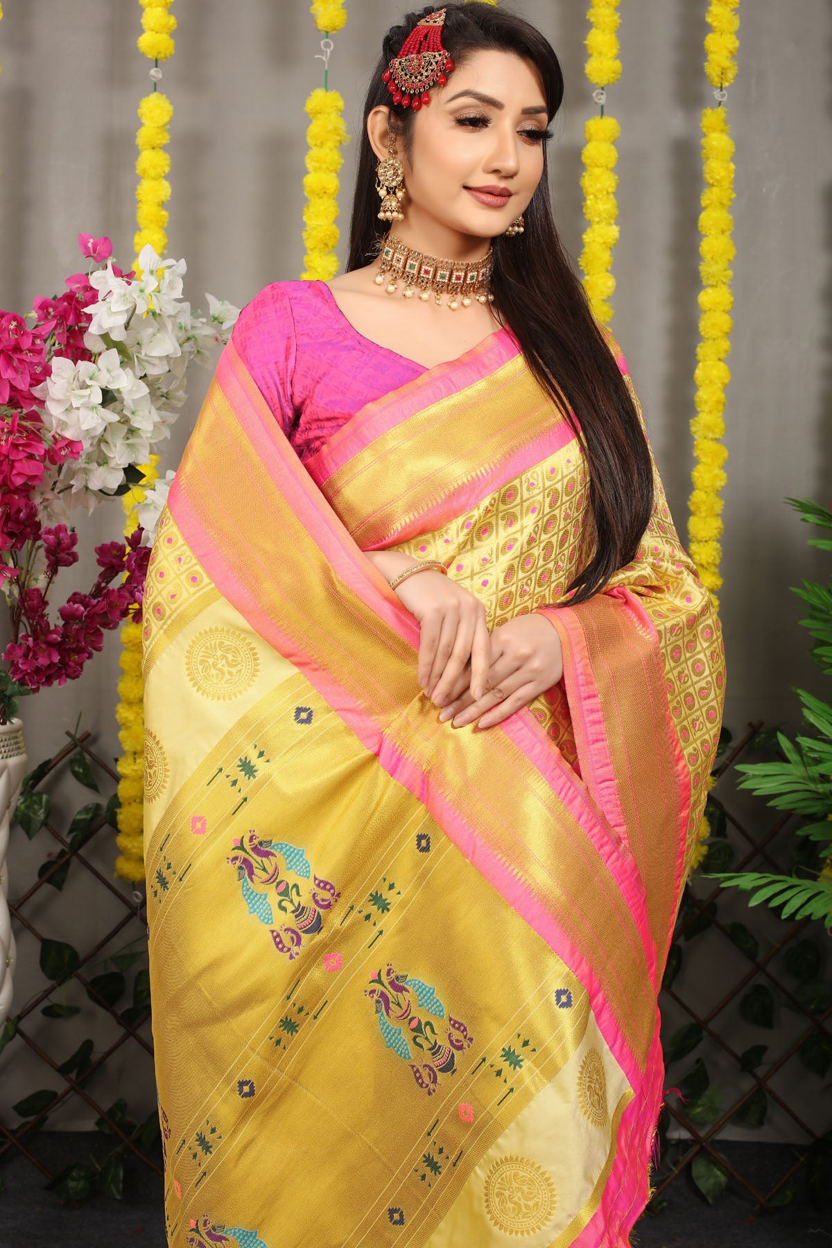 Jiya Jacquard Pattern Kanchipuram Pure Silk Saree