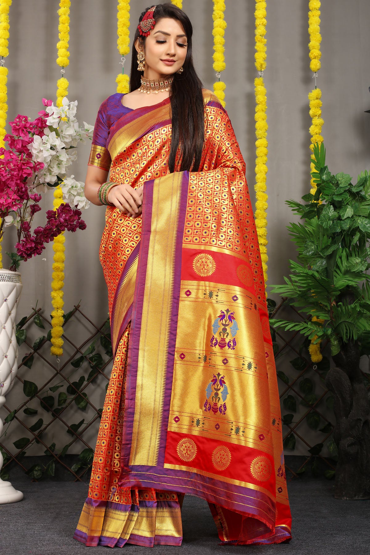 Jiya Jacquard Pattern Kanchipuram Pure Silk Saree