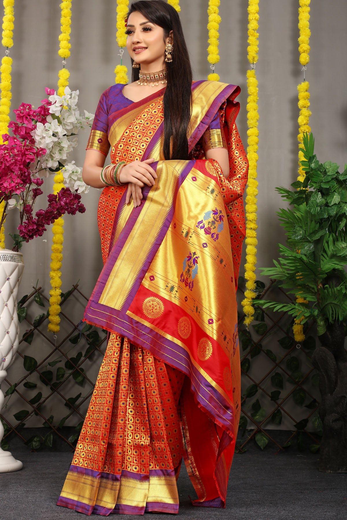 Jiya Jacquard Pattern Kanchipuram Pure Silk Saree