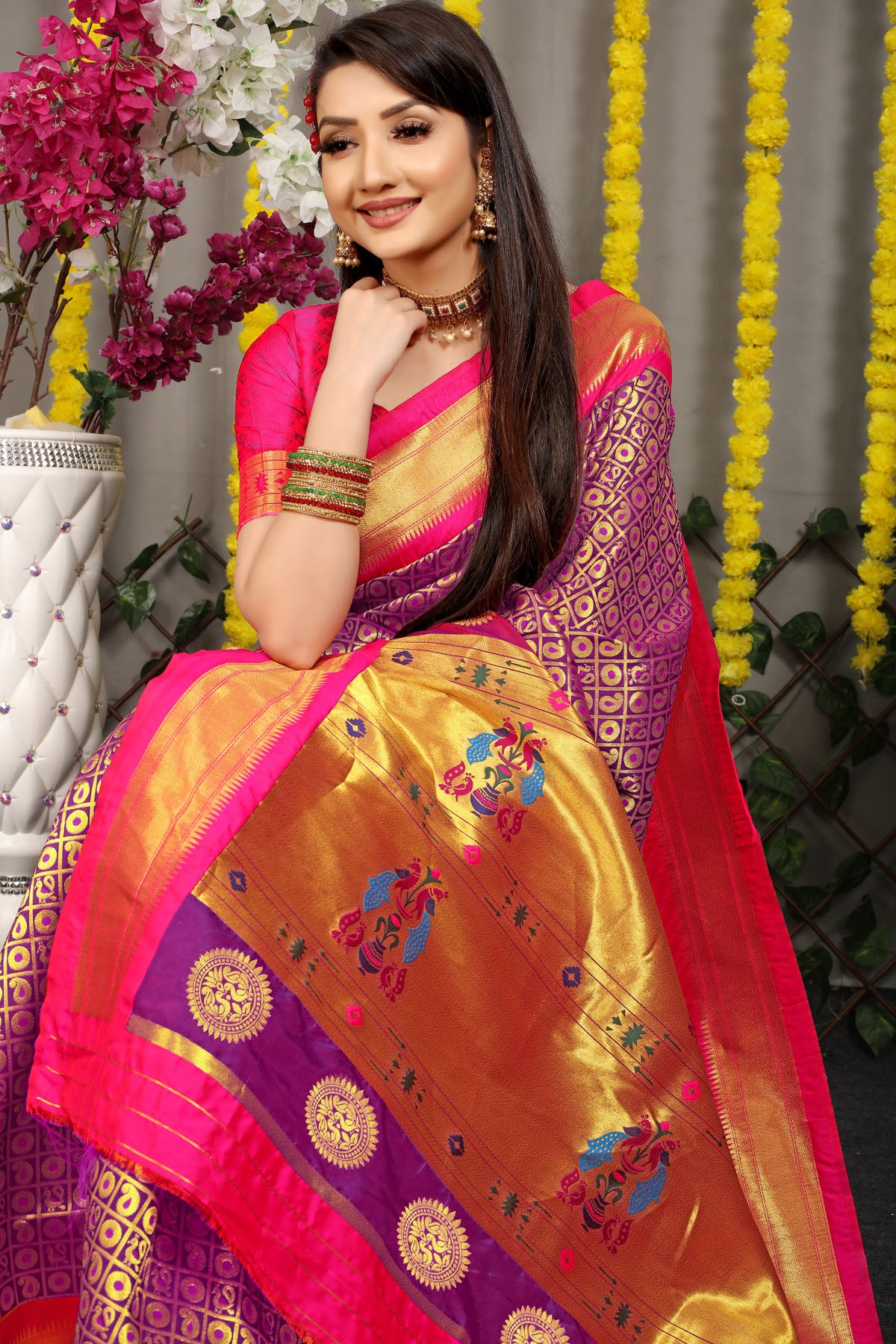 Jiya Jacquard Pattern Kanchipuram Pure Silk Saree