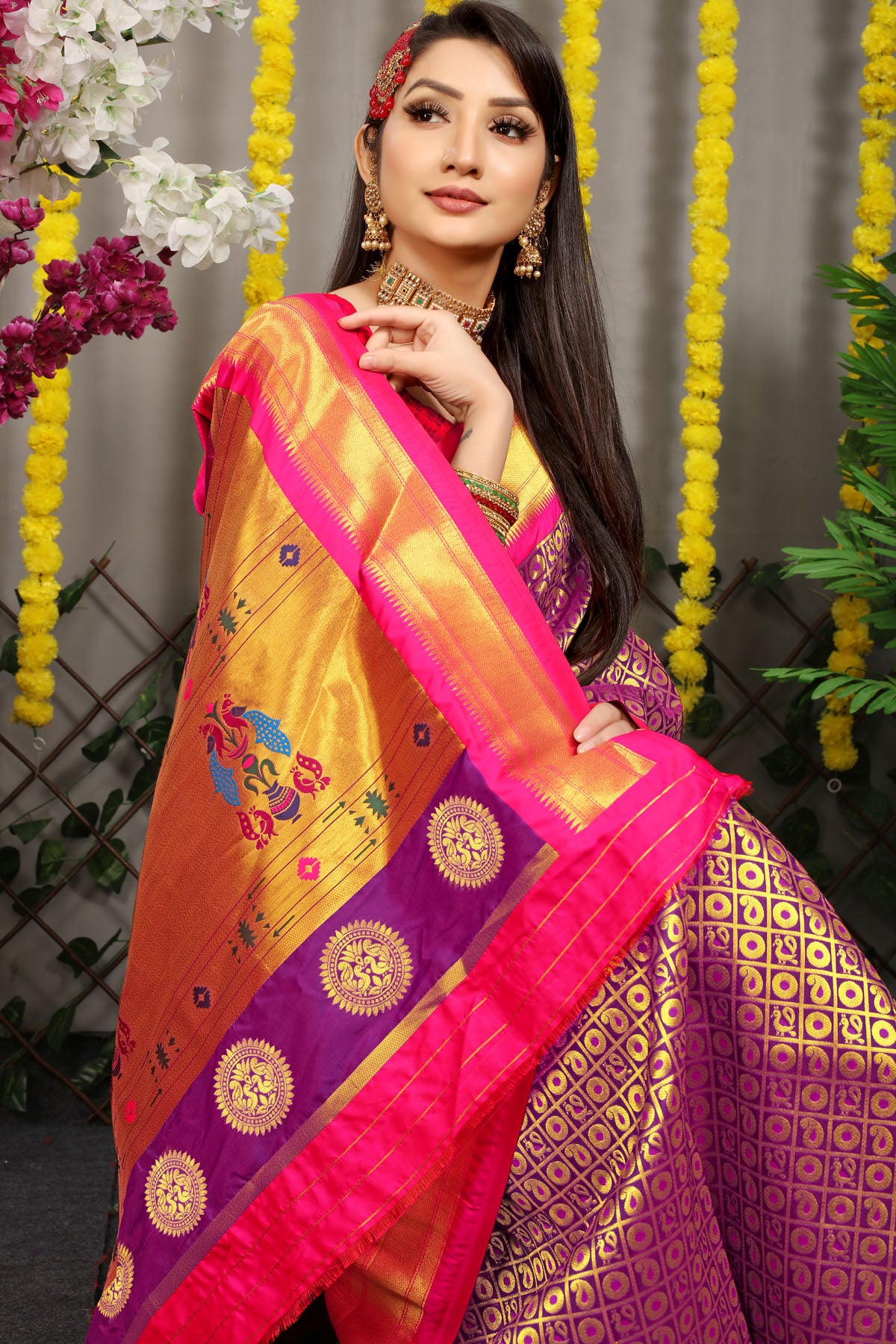Jiya Jacquard Pattern Kanchipuram Pure Silk Saree