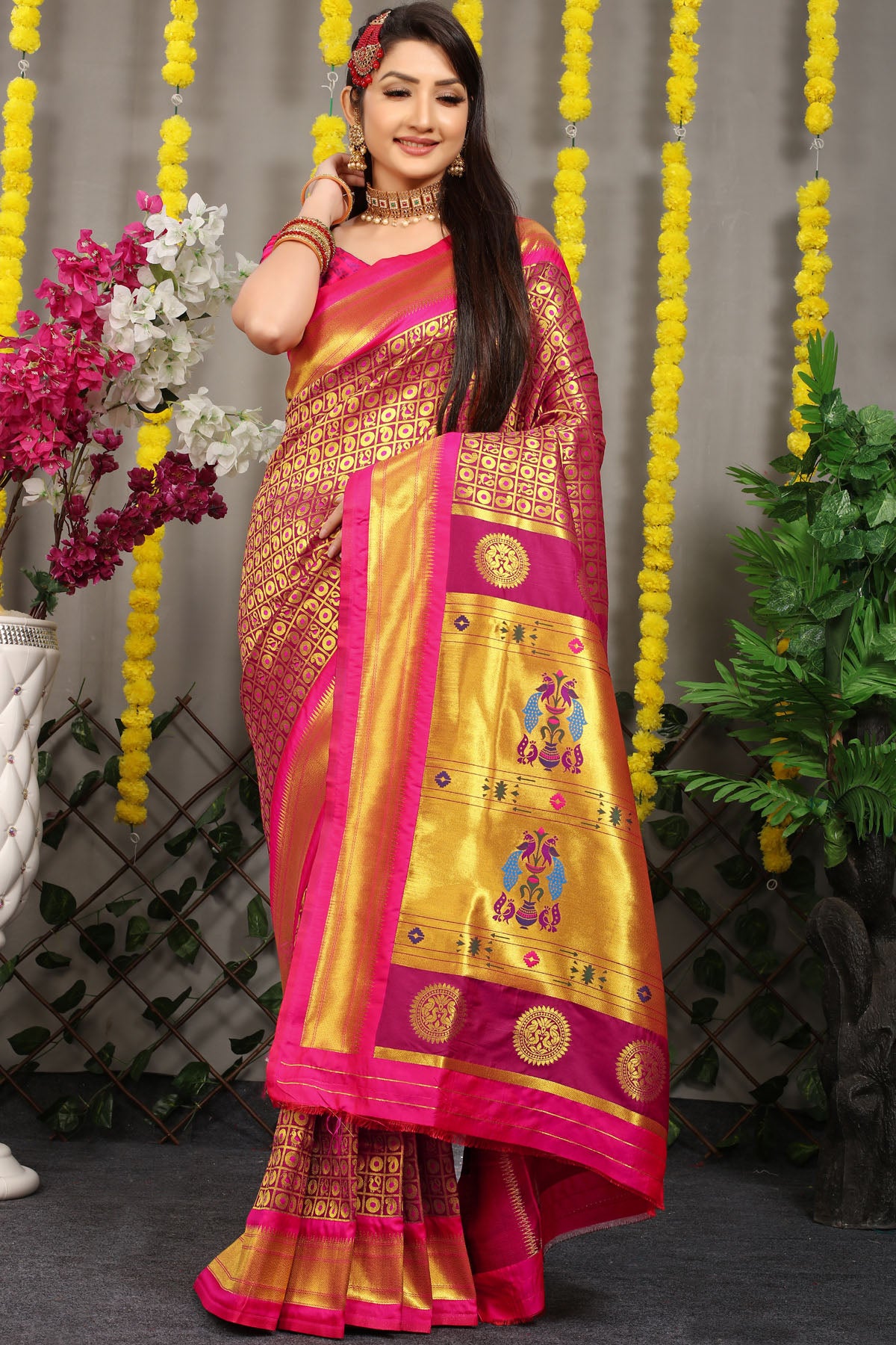 Jiya Jacquard Pattern Kanchipuram Pure Silk Saree