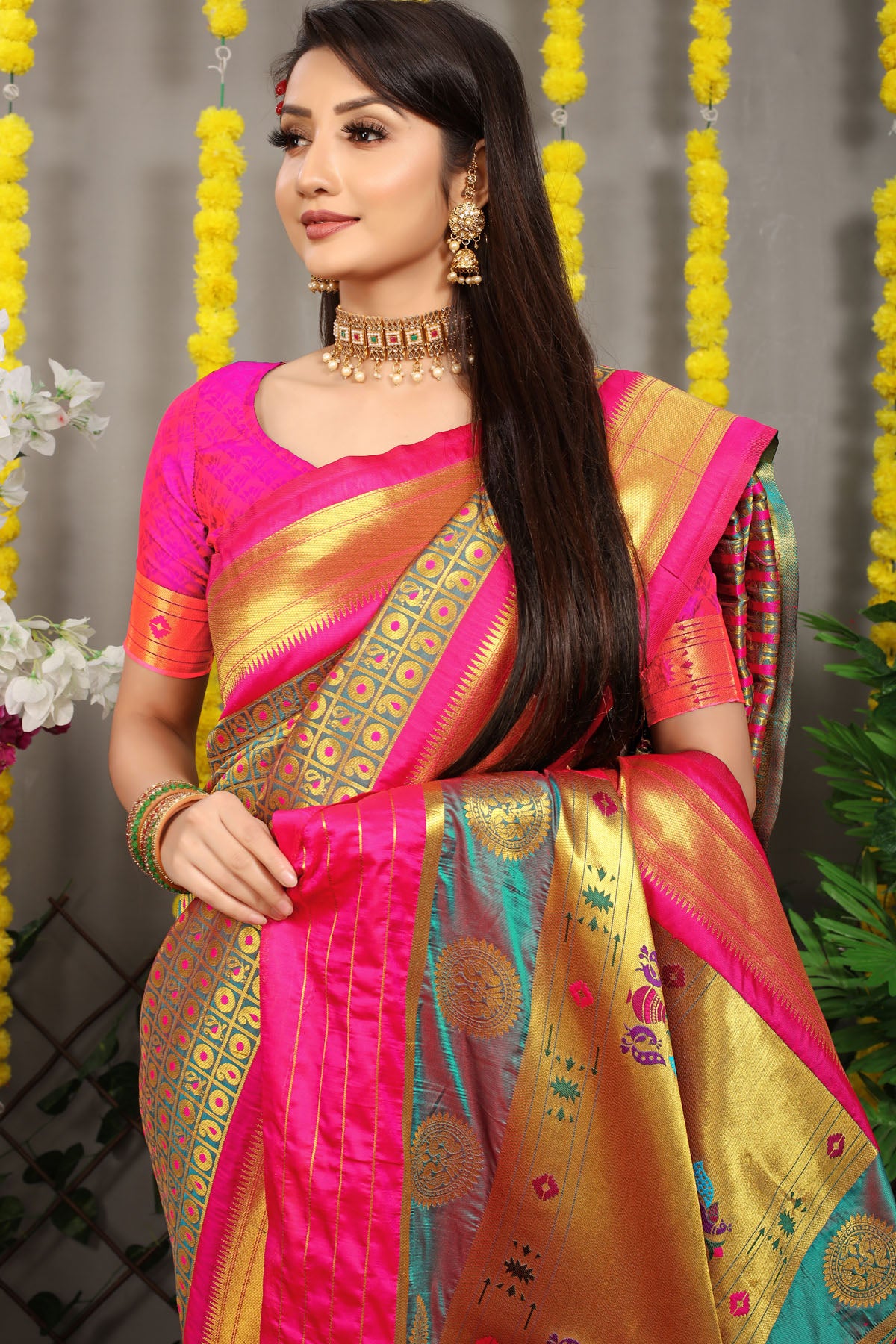 Jiya Jacquard Pattern Kanchipuram Pure Silk Saree