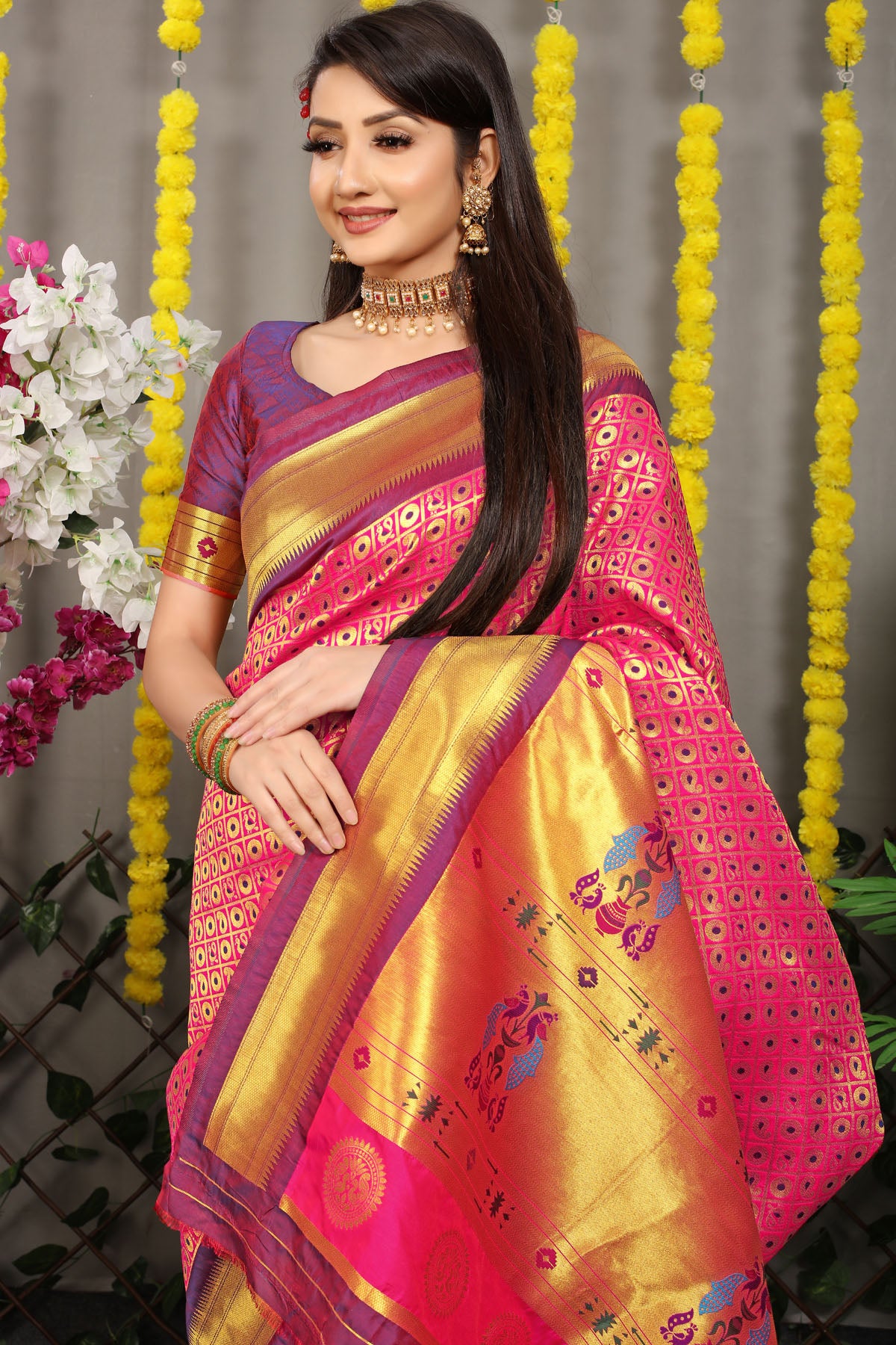 Jiya Jacquard Pattern Kanchipuram Pure Silk Saree
