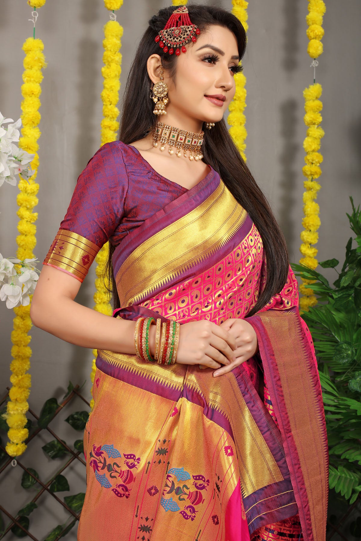 Jiya Jacquard Pattern Kanchipuram Pure Silk Saree