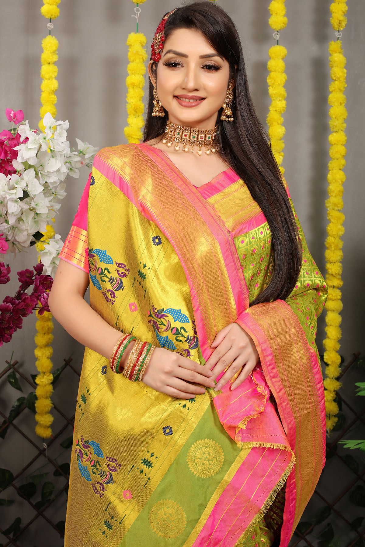 Jiya Jacquard Pattern Kanchipuram Pure Silk Saree