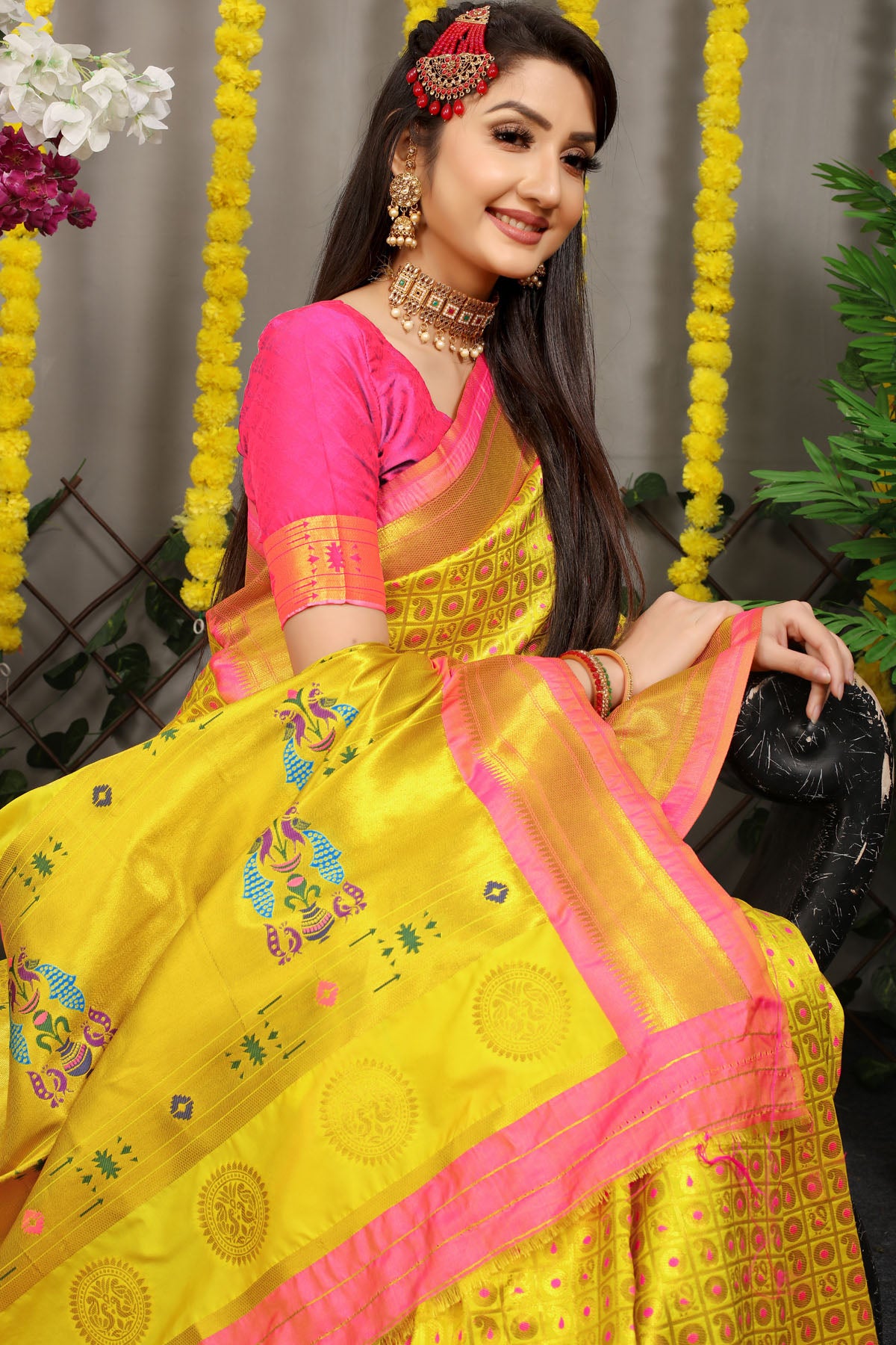 Jiya Jacquard Pattern Kanchipuram Pure Silk Saree