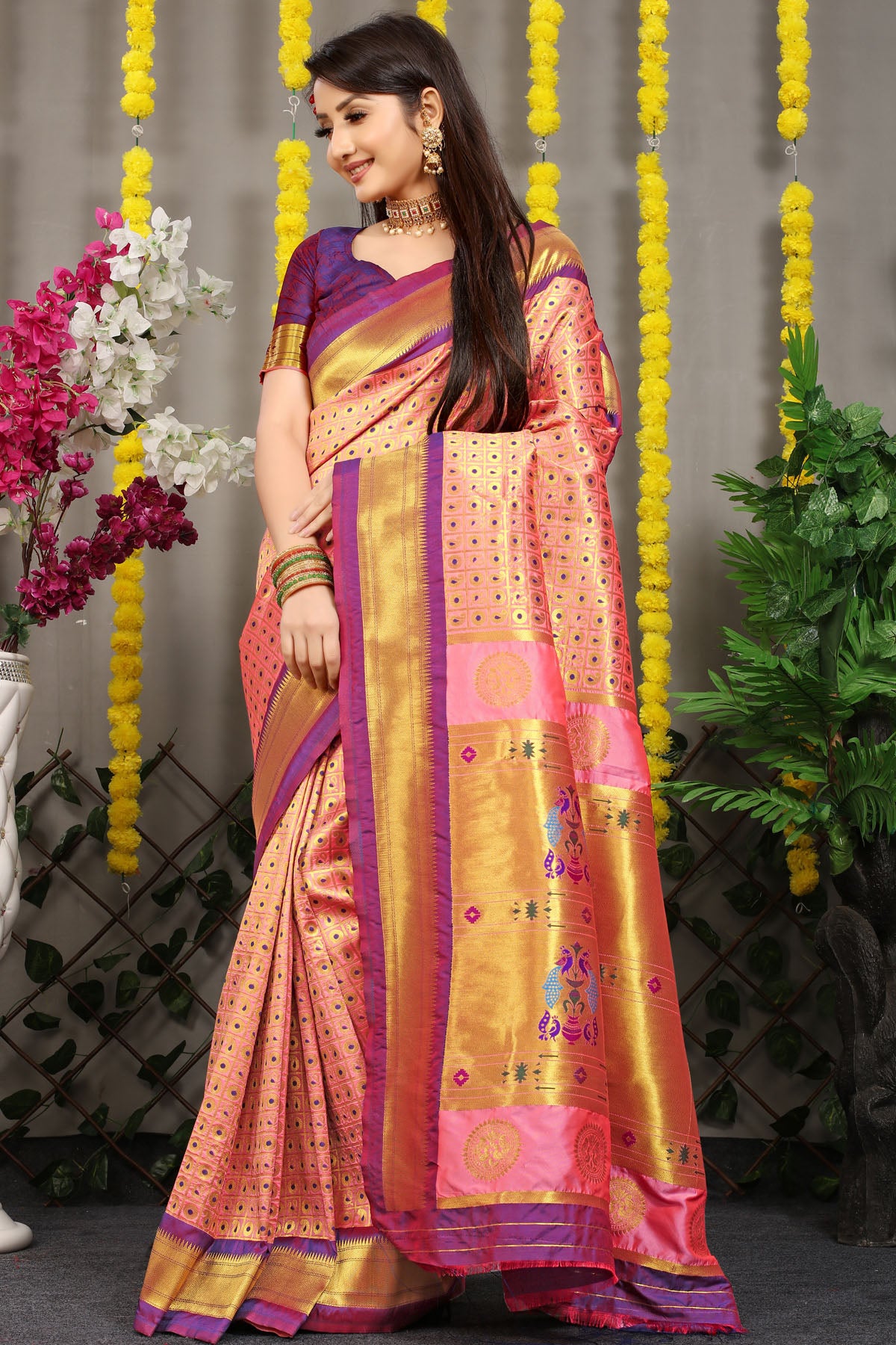Jiya Jacquard Pattern Kanchipuram Pure Silk Saree