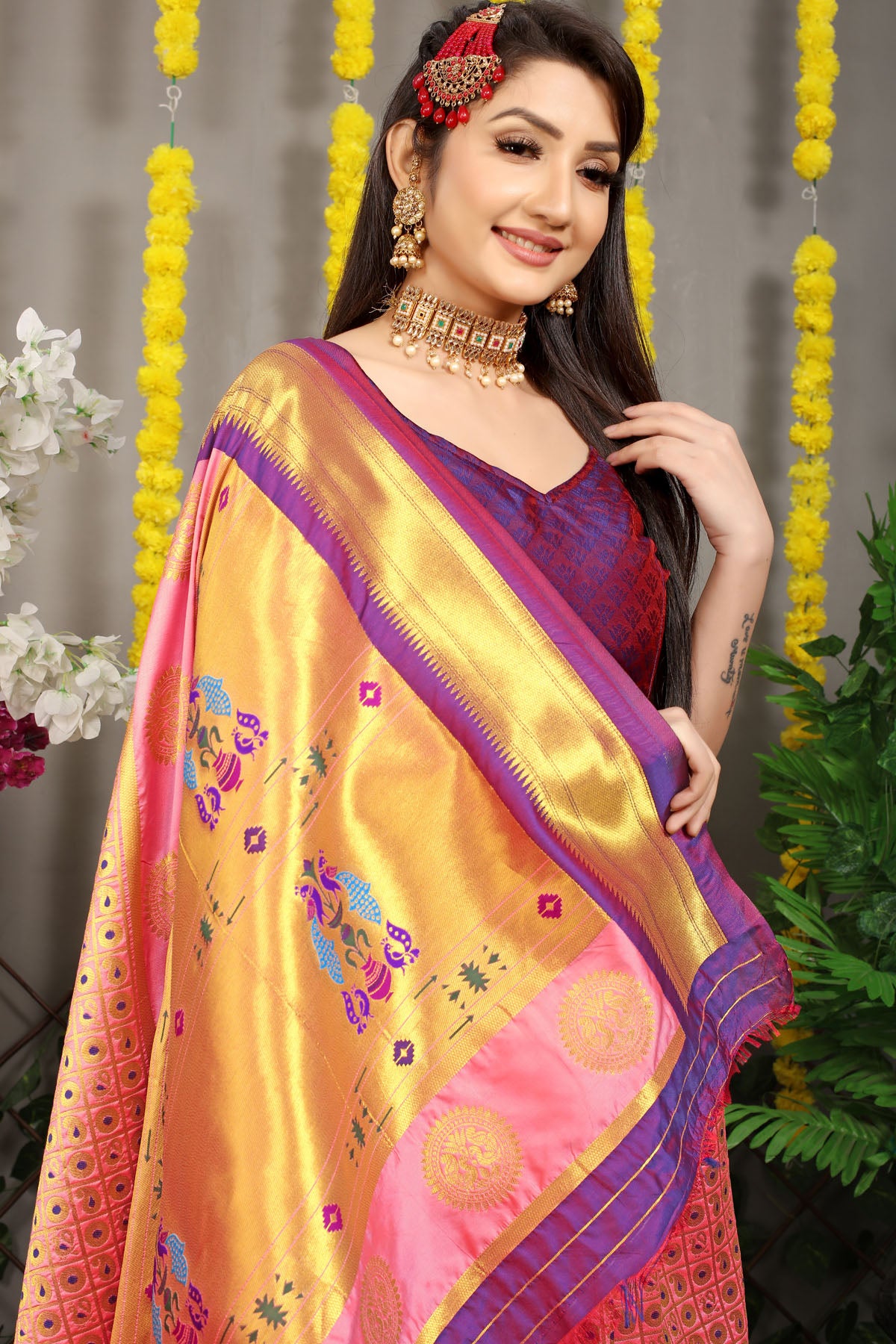 Jiya Jacquard Pattern Kanchipuram Pure Silk Saree