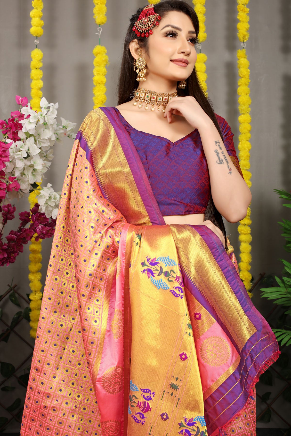 Jiya Jacquard Pattern Kanchipuram Pure Silk Saree