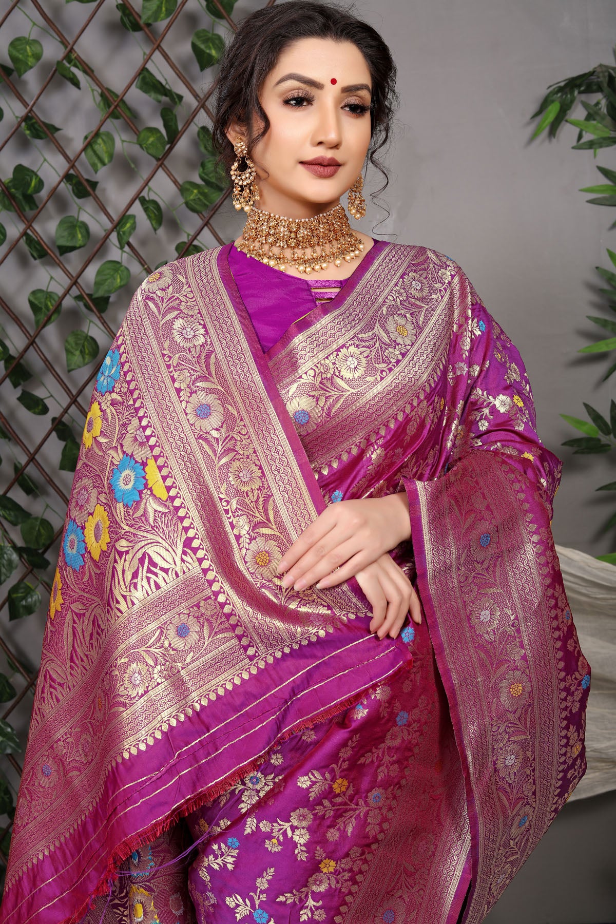 Sanaya Jacquard Pattern Kanchipuram Pure Silk Saree