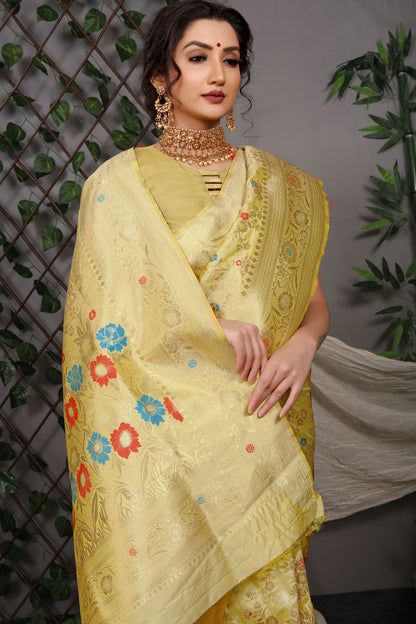 Sanaya Jacquard Pattern Kanchipuram Pure Silk Saree