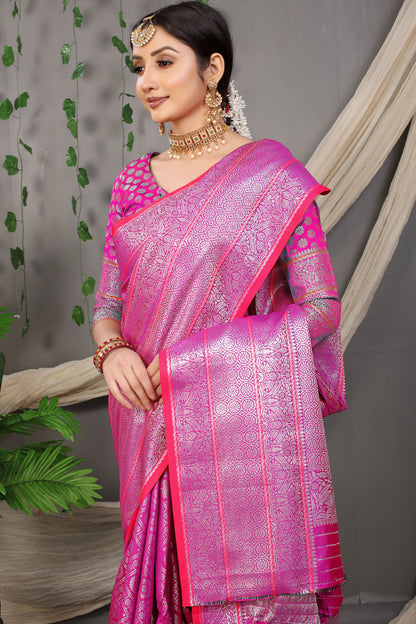 Rani Jacquard Pattern Kanchipuram Pure Silk Saree