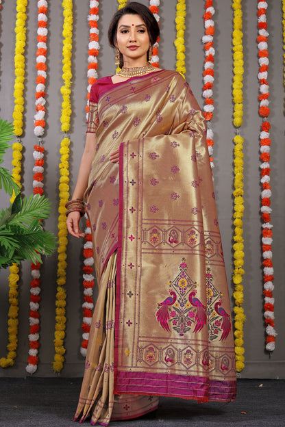 Carmine Pure Zari Jacquard Kanjivaram Silk Saree