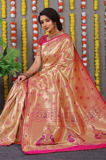 Carmine Pure Zari Jacquard Kanjivaram Silk Saree