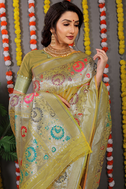 VastraParidhan Jacquard Pattern Kanchipuram Pure Silk Saree