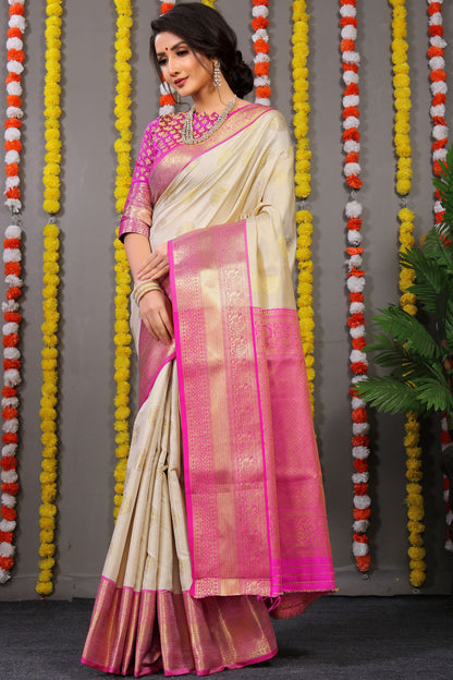 Sanvi Jacquard Pattern Kanchipuram Pure Silk Saree