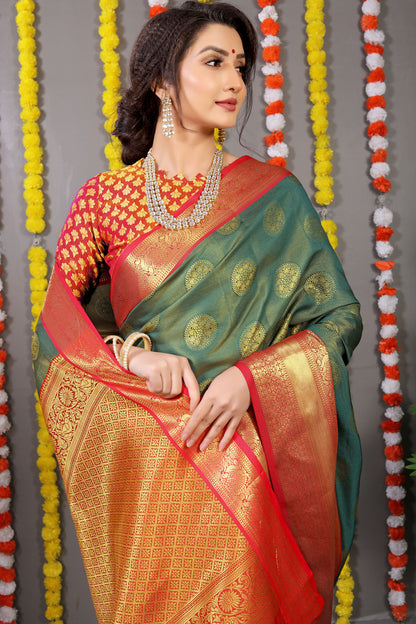 Sanvi Jacquard Pattern Kanchipuram Pure Silk Saree