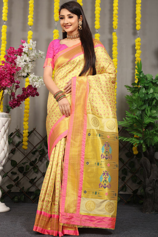 Jiya Jacquard Pattern Kanchipuram Pure Silk Saree