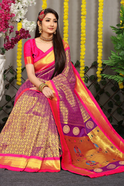 Jiya Jacquard Pattern Kanchipuram Pure Silk Saree