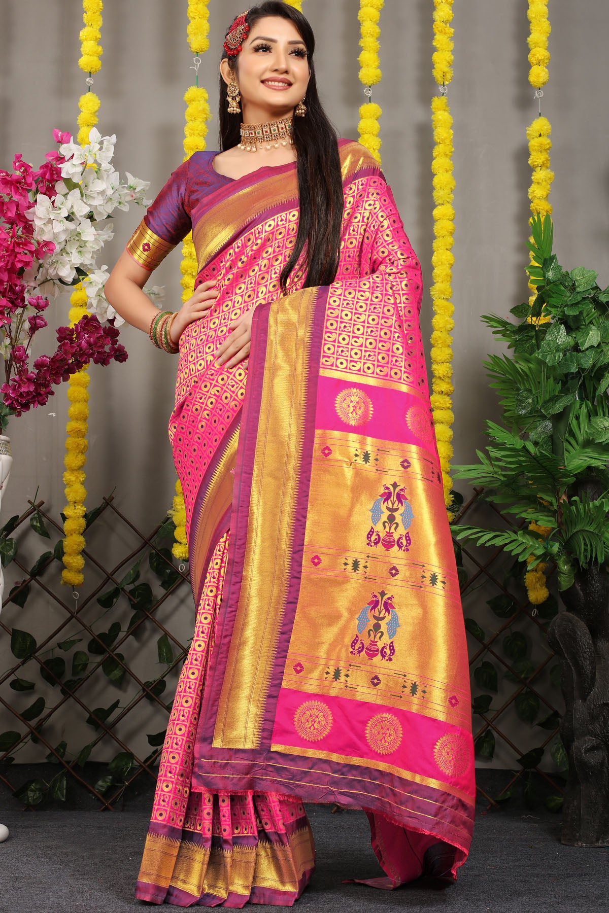 Jiya Jacquard Pattern Kanchipuram Pure Silk Saree